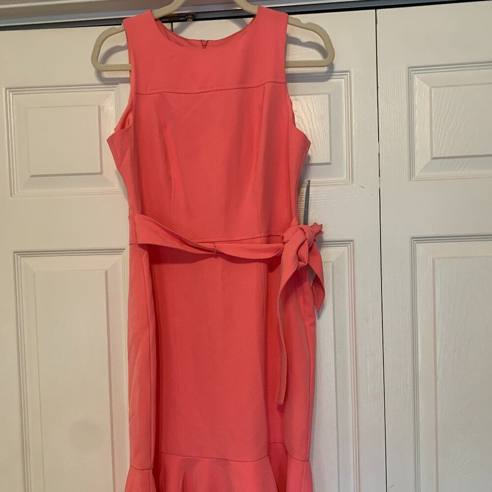 London Times NWT Pink Salmon Sleeveless Ruffle Hem Dress Size 8
